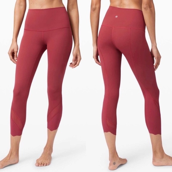 lululemon athletica Pants - Lululemon Wunder Under Scallop Crop 23" in Chianti